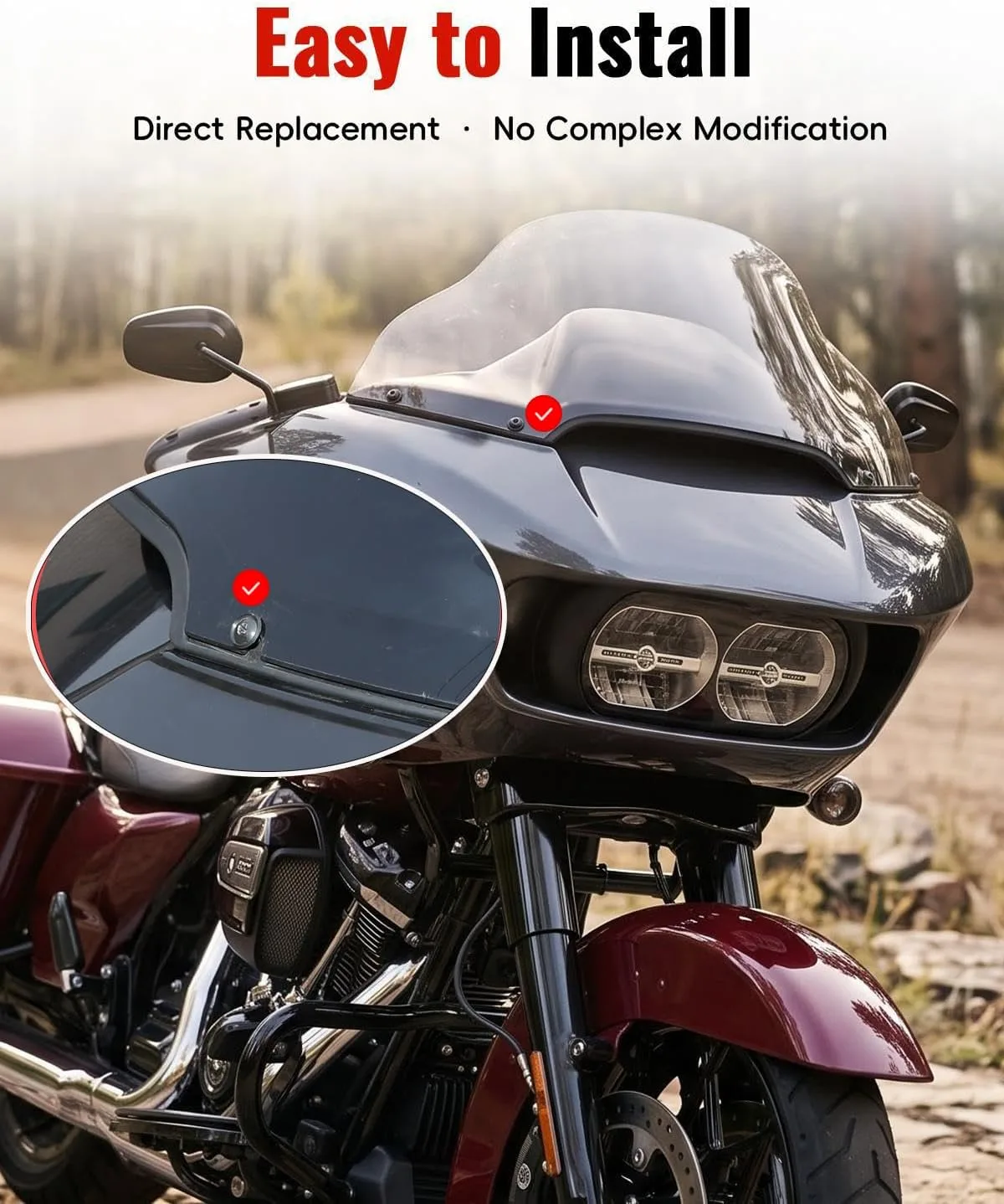 LUXEMOTO LX0243 Front Air Duct Fairing Cover for Harley-Davidson Road Glide 2015+ image 4