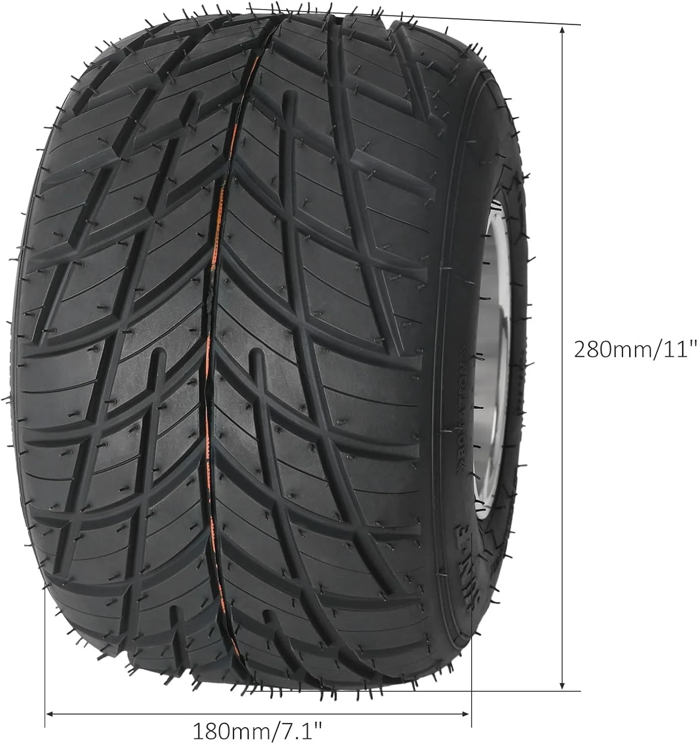 Front 10x4.50-5 Tubeless Rain Tires & Rear 11x7.10-5 Go Kart Tire & Rear Axle Shaft 810mm 32in with Chain Sprocket Pillow Block for ATV Quad Trikes Golf Carts image 4