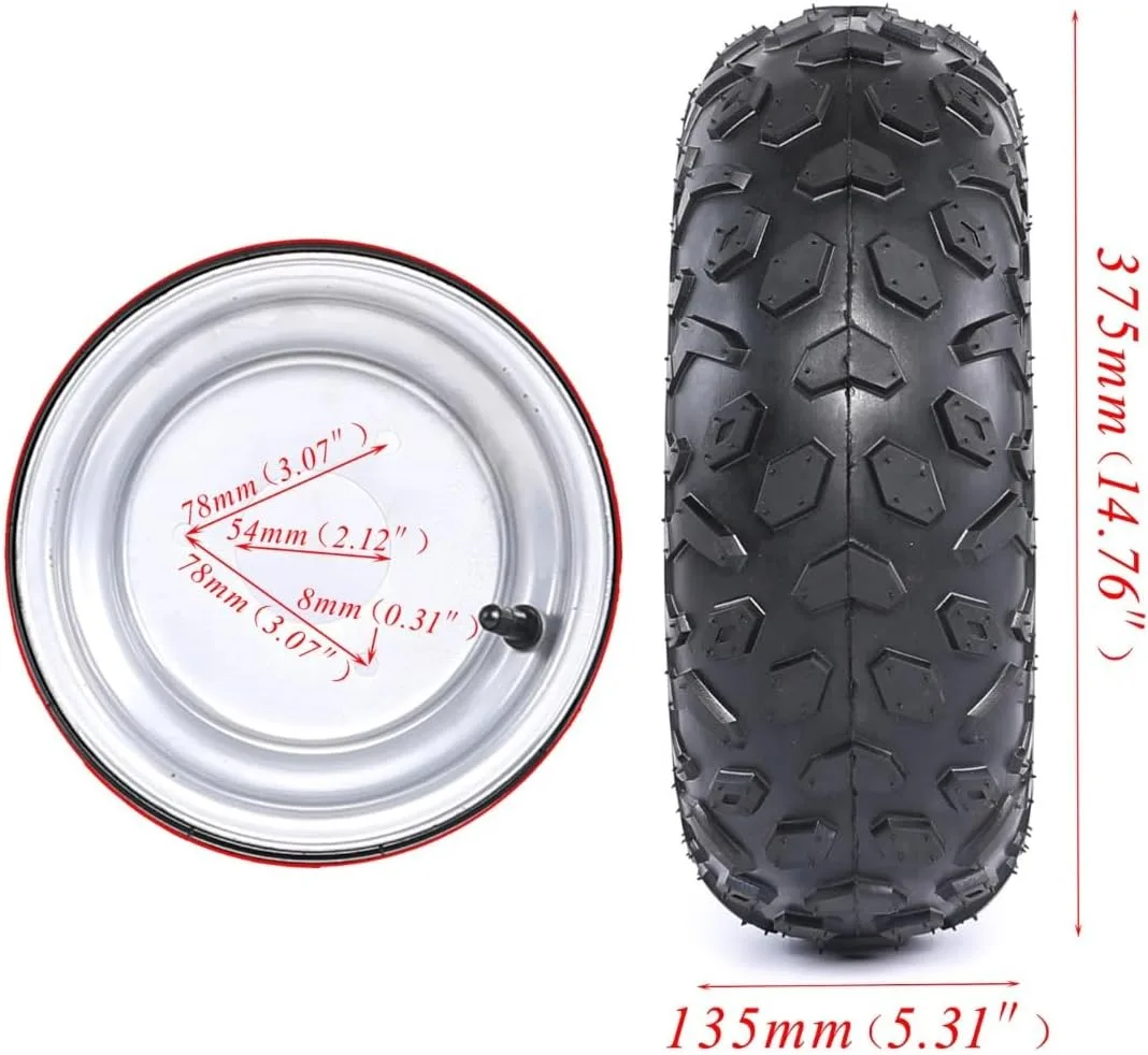 ZARKO TL02*4 145/70-6 Tubeless ATV Wheel and Tire Assemblies, 4-Pack image 2