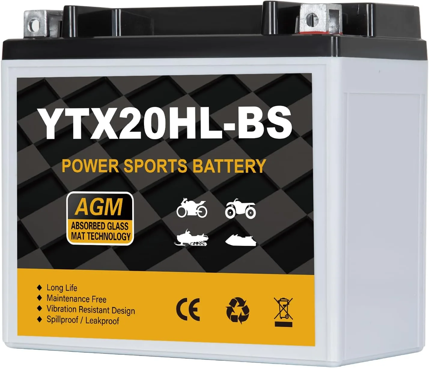 Daakmax YTX20HL-BS 12V 18Ah AGM Powersport Battery