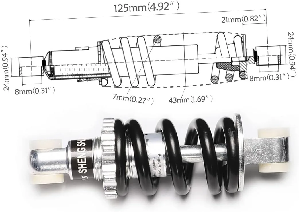 SUISUITONG 125 mm Rear Shock Absorber 4-Pack SUTM210-1 image 3