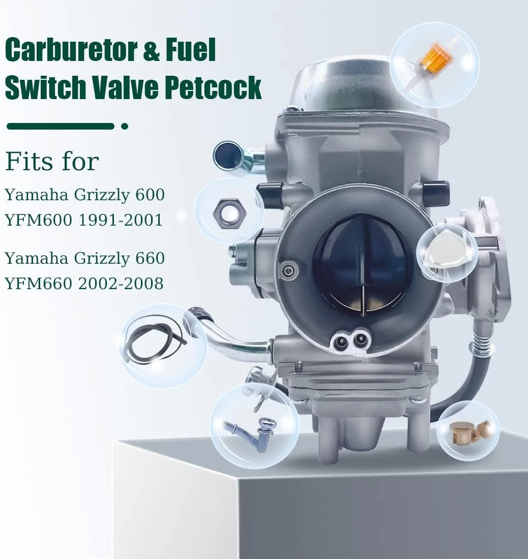 Aniro Moto NBX033 Carburetor Kit with Petcock for Yamaha and Polaris ATVs image 2