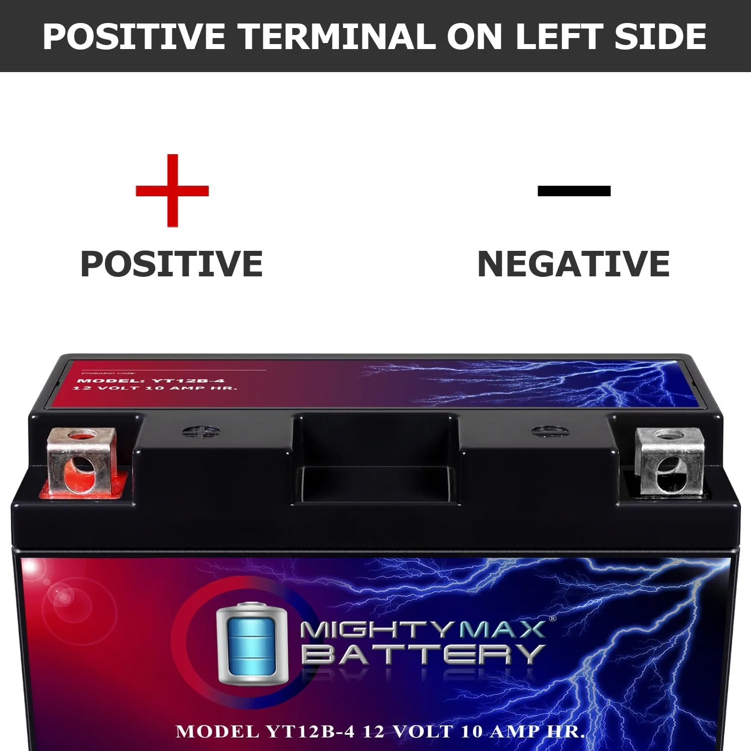 Mighty Max Battery YT12B-4 SLA 12V 10AH Replacement for GT12B-4, YT12B-BS, UT12B-4 image 3