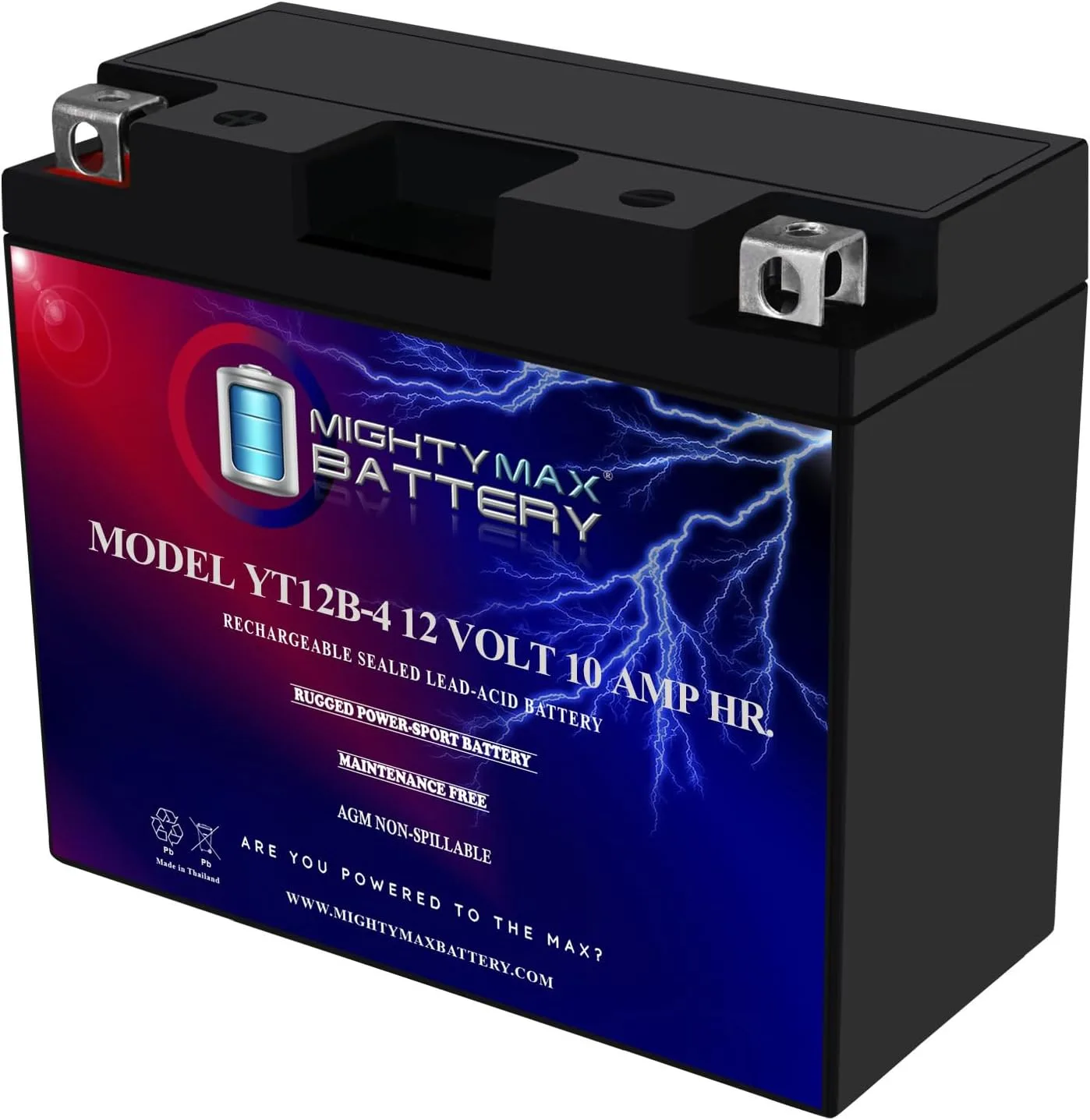 Mighty Max Battery YT12B-4 SLA 12V 10AH Replacement for GT12B-4, YT12B-BS, UT12B-4
