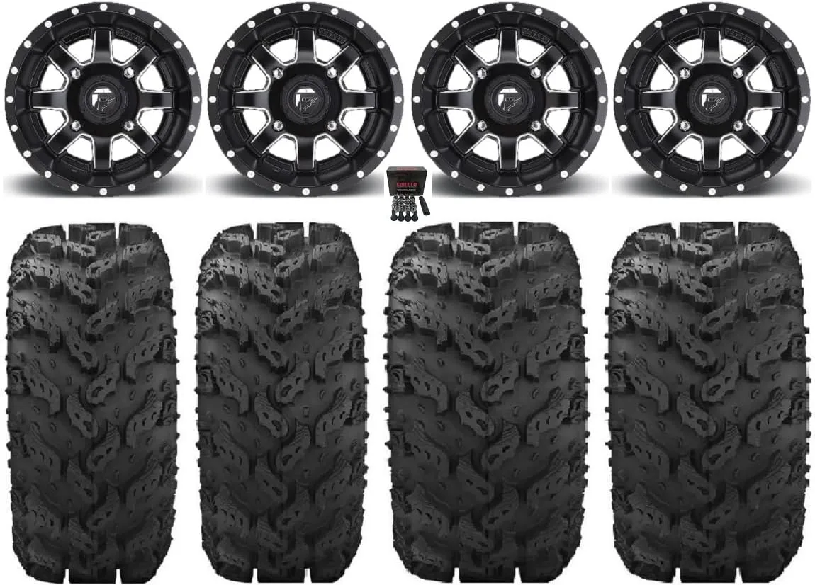 14x7 Matte Black ATV/UTV Wheel and Tire Bundle 4x156