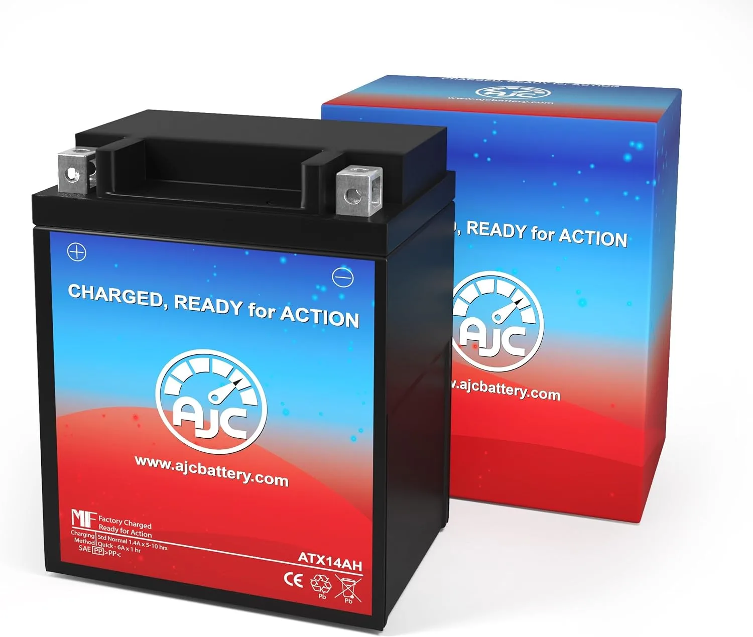 AJC 12V AGM Battery for 1996 Polaris Euro Ultra SKS 679cc - AJC-PS-ATX14AH image 2