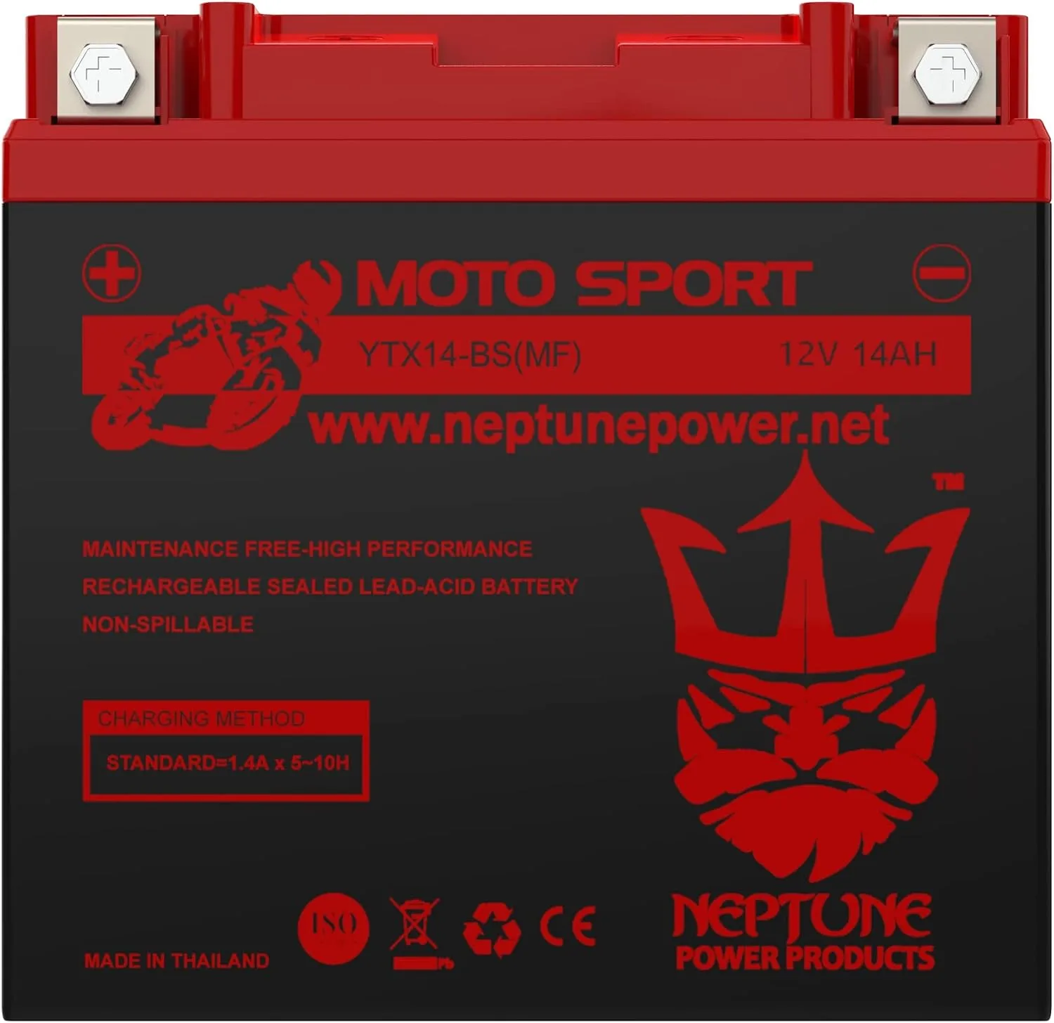 Neptune YTX14-BS AGM Battery for Honda VTX1300 2003–2009 image 2