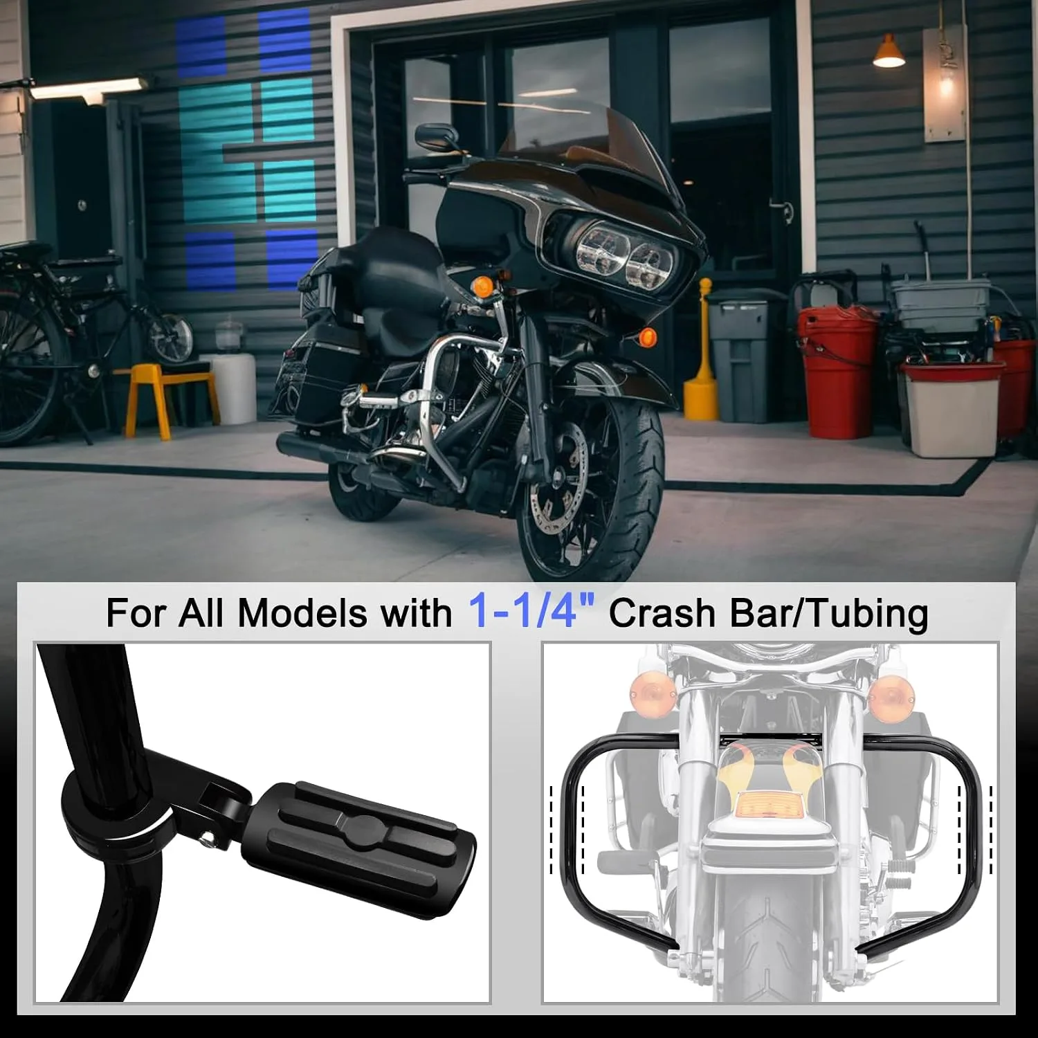 Adjustable Highway Footrests for Harley Touring 1.25" （32mm）engine guards image 2