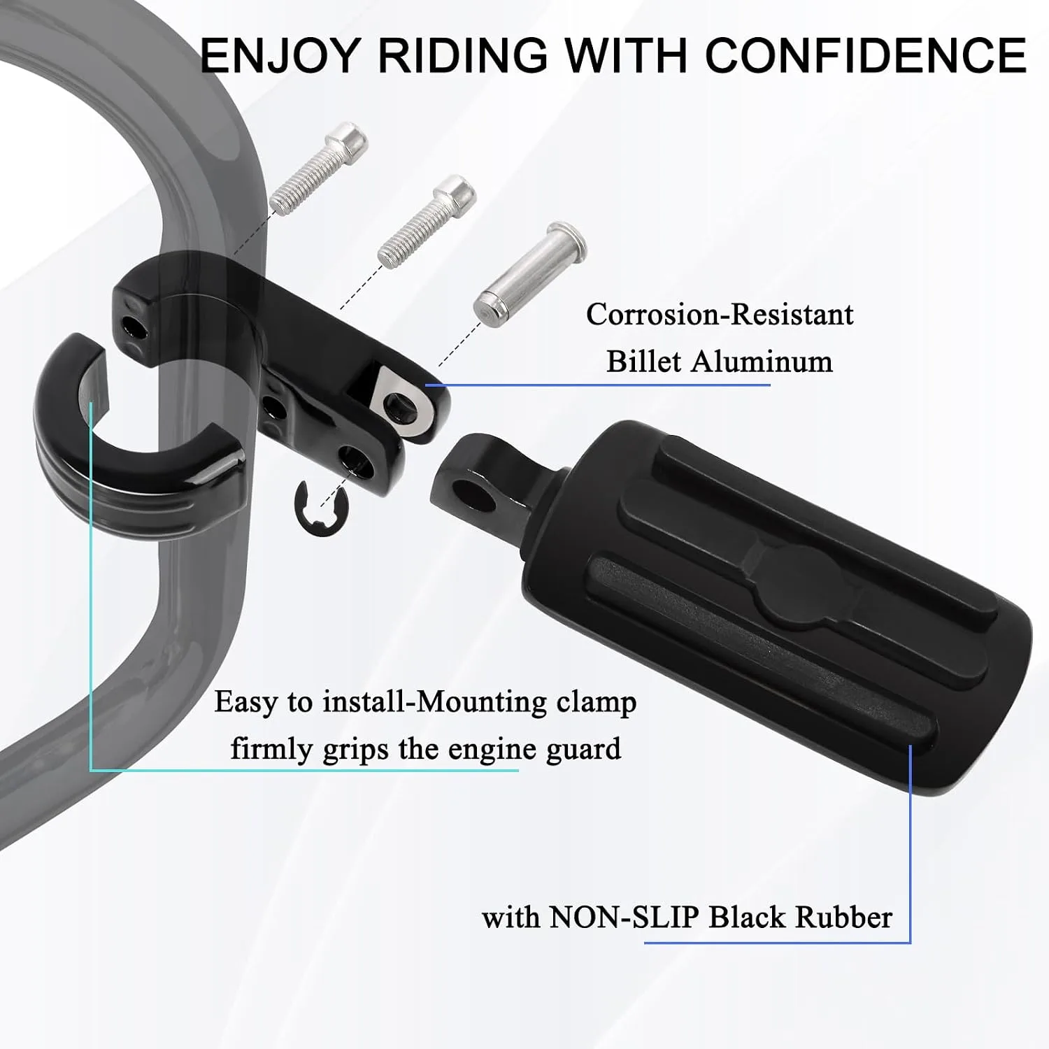 Adjustable Highway Footrests for Harley Touring 1.25" （32mm）engine guards image 4