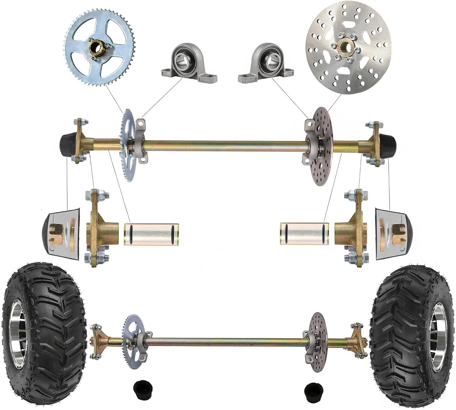 TDPRO 16x8-7 Rear Live Axle Wheel and Tire Assembly TL215 image 2