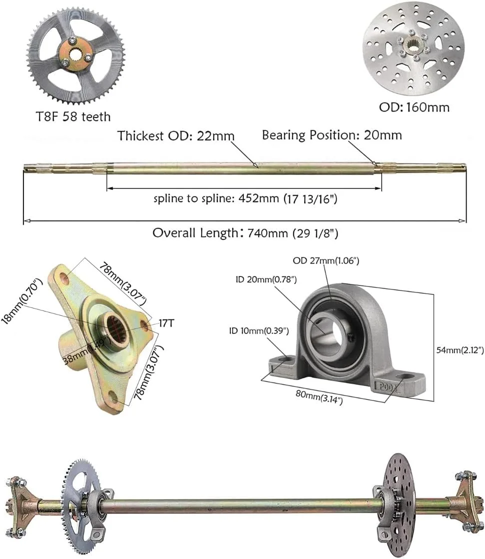 TDPRO 16x8-7 Rear Live Axle Wheel and Tire Assembly TL215 image 3