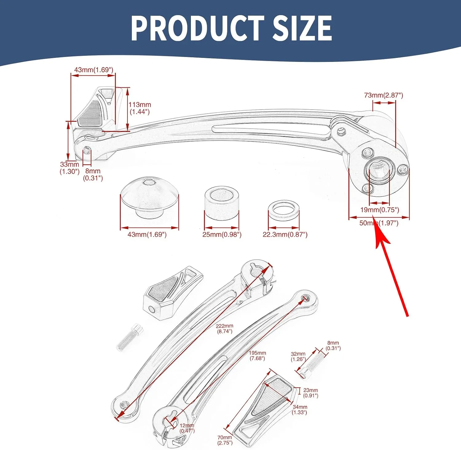 Jiataban Harley-Davidson Brake and Heel-Toe Shifter Lever Kit GZY030030023BC-A image 2