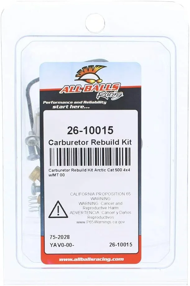All Balls 26-10015 Carburetor Rebuild Kit for Arctic Cat 500 4x4 MT 2000 image 4