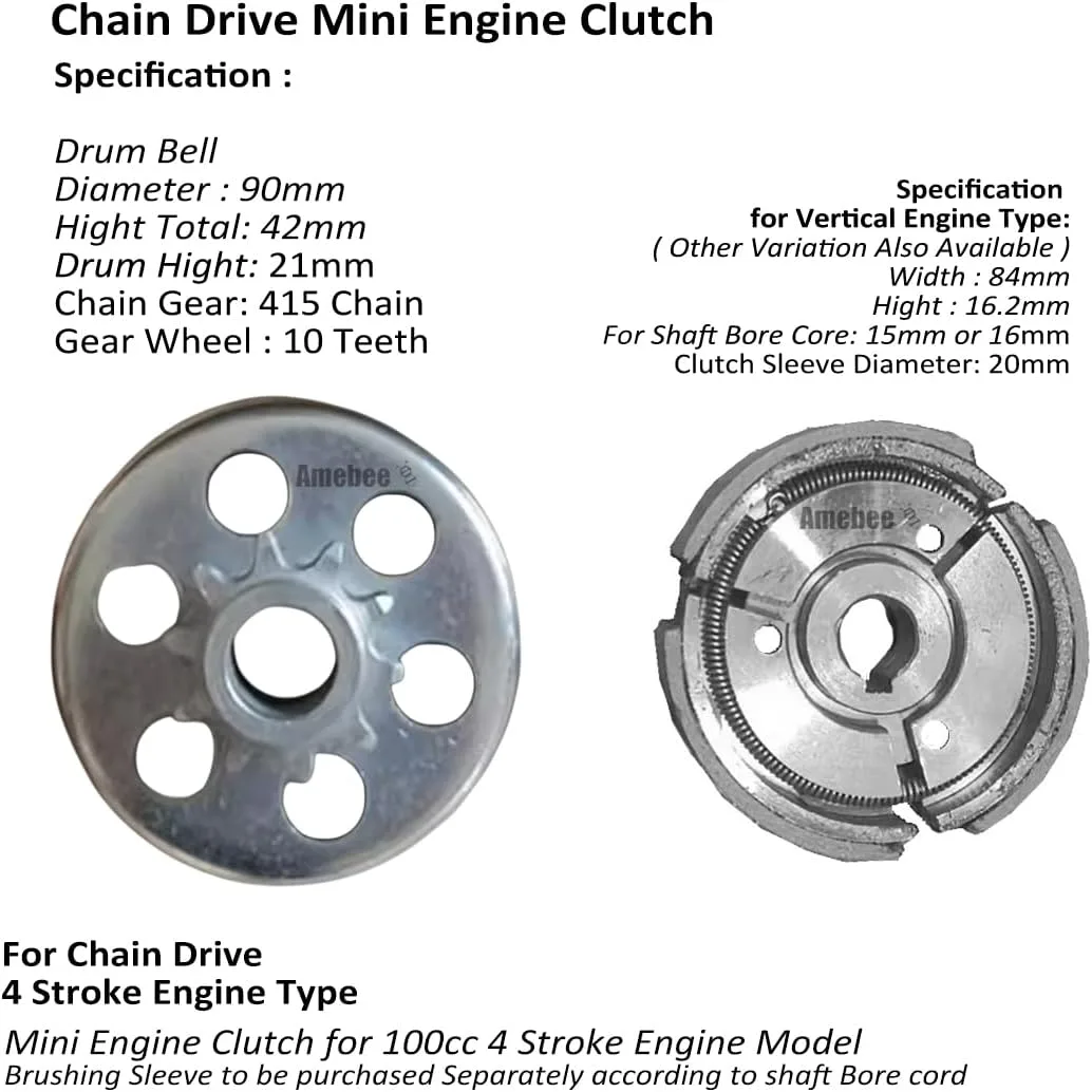 Bicycle Engine Clutch kit for 100cc 4 Stroke Chain Drive Bicycle Engines (15mm Shaft) image 3