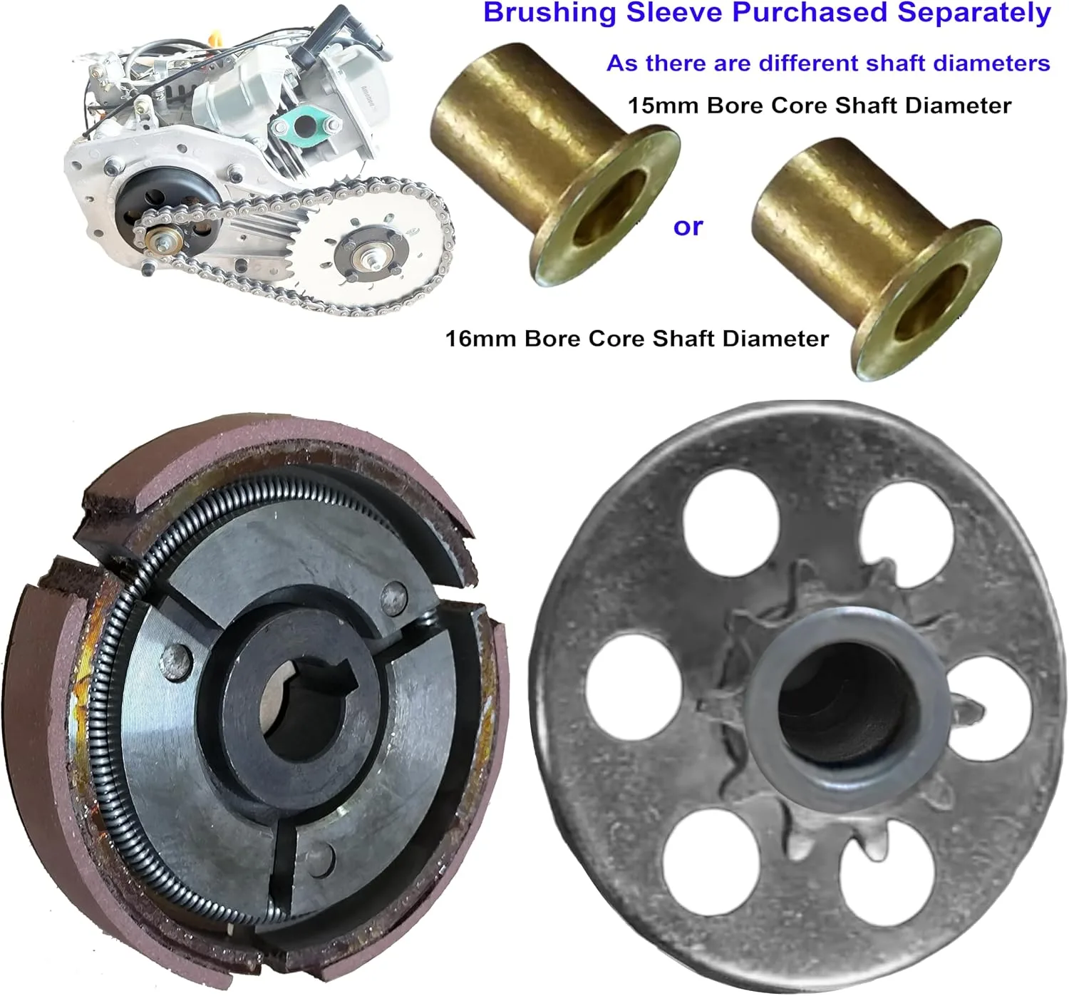 Bicycle Engine Clutch kit for 100cc 4 Stroke Chain Drive Bicycle Engines (15mm Shaft) image 4
