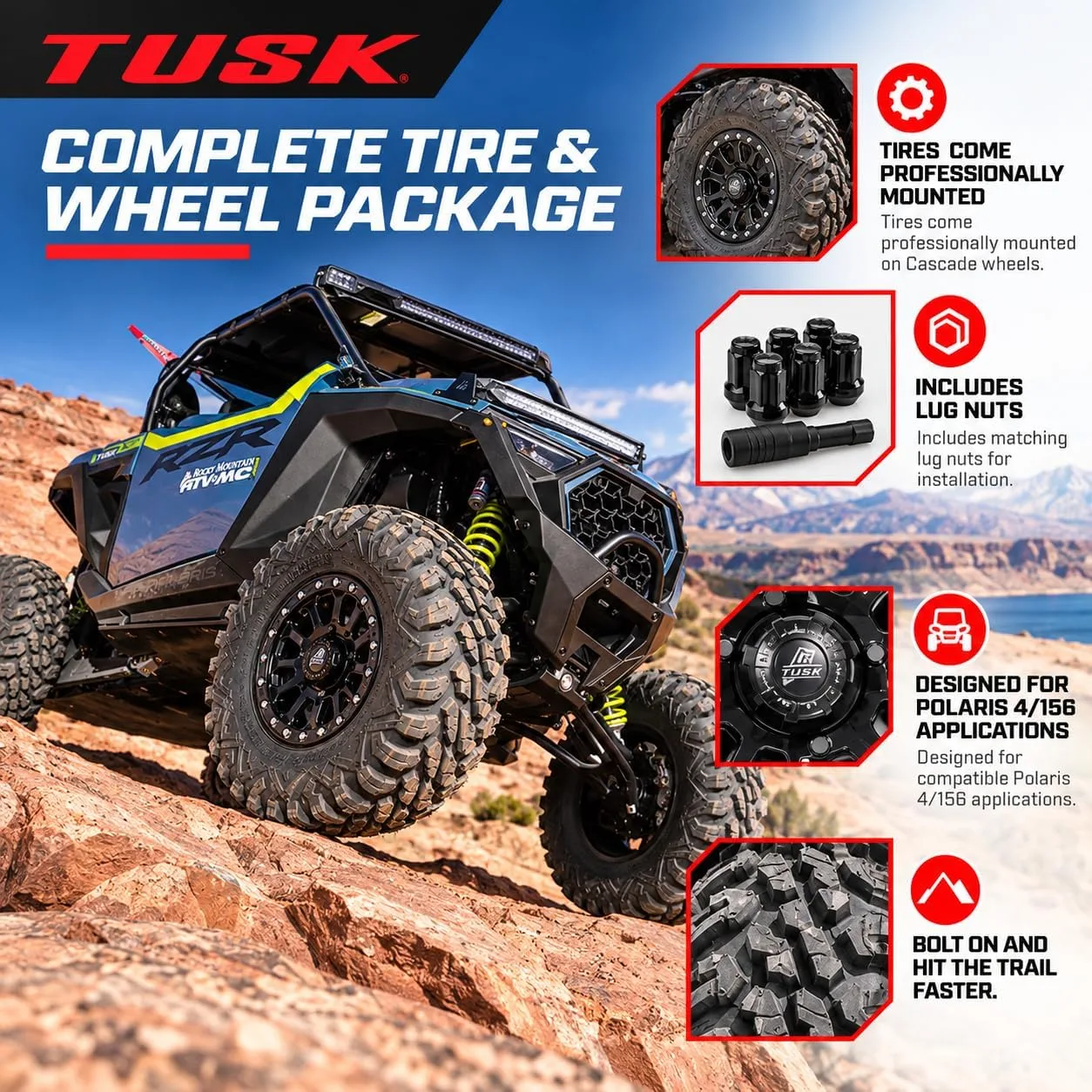 TUSK Terrabite 28x10-14 Tires with Cascade Wheels 2094040009 image 2