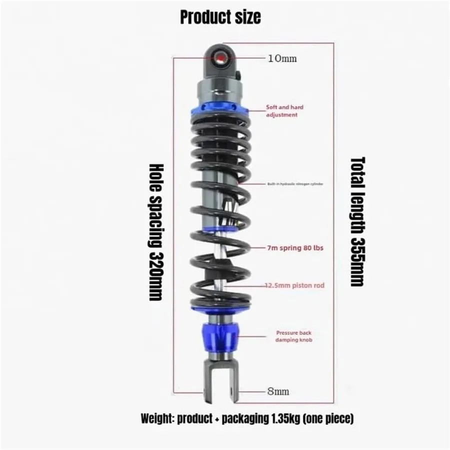 320 mm Rear Motorcycle Shock Absorber, Adjustable Damping – 4956431615343 image 2
