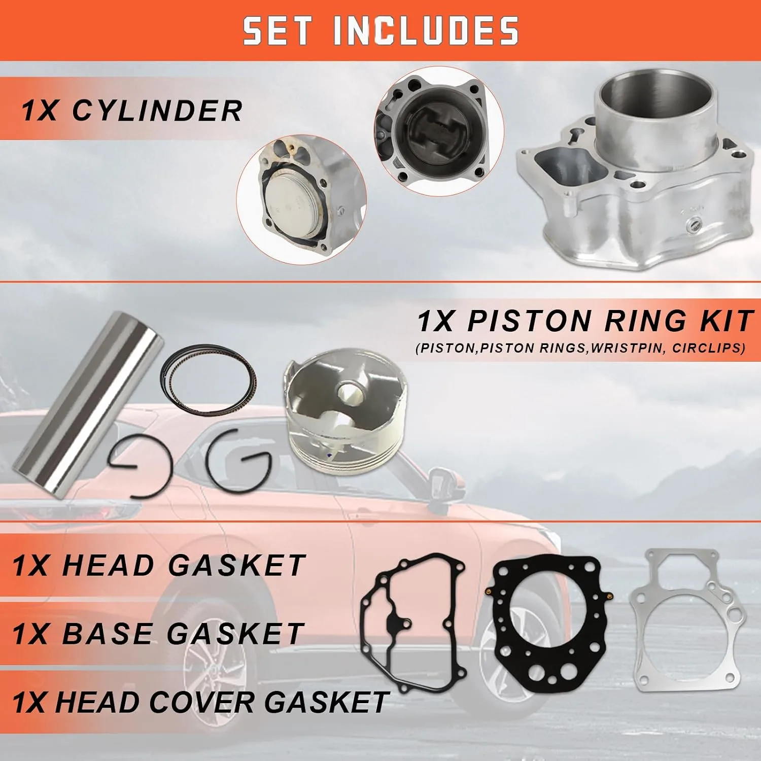 Cycwer TRX420 Cylinder Piston Ring Gasket Top-End Kit LIG-TRX420 image 3