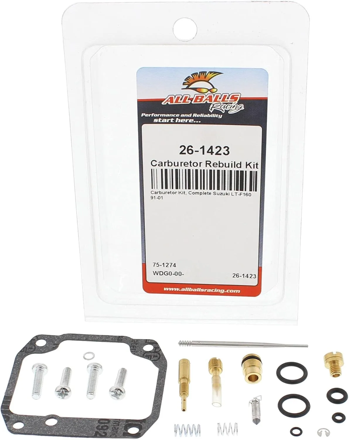 All Balls 26-1423 Carburetor Rebuild Kit for Suzuki LT-F160 1991-2001 image 3