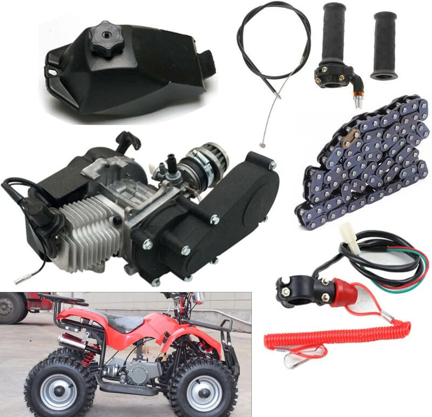 Gdrasuya10 49cc 2-Stroke Engine Kit with T8F Chain