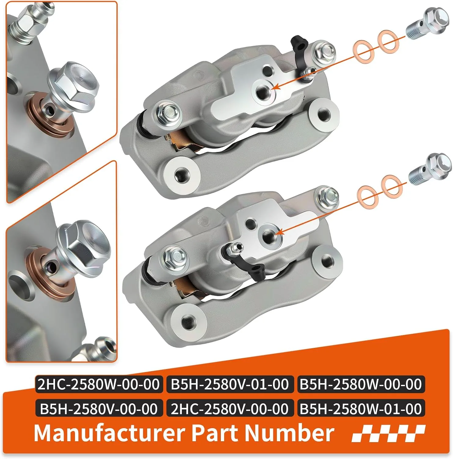 Yamaha YXZ1000R 2016-2024 Rear Brake Calipers with Pads image 3