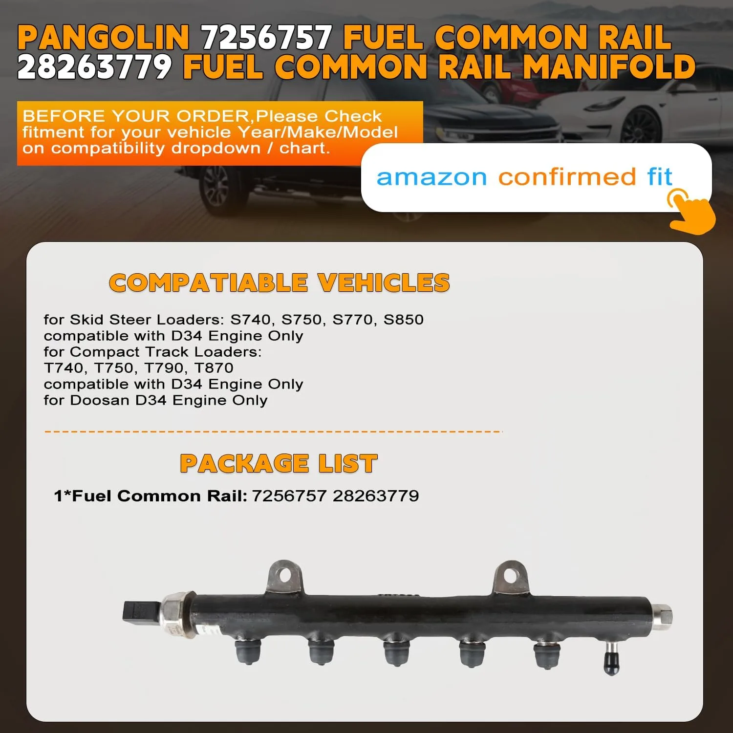 PANGOLIN Fuel Common Rail Manifold 7256757 28263779 image 2