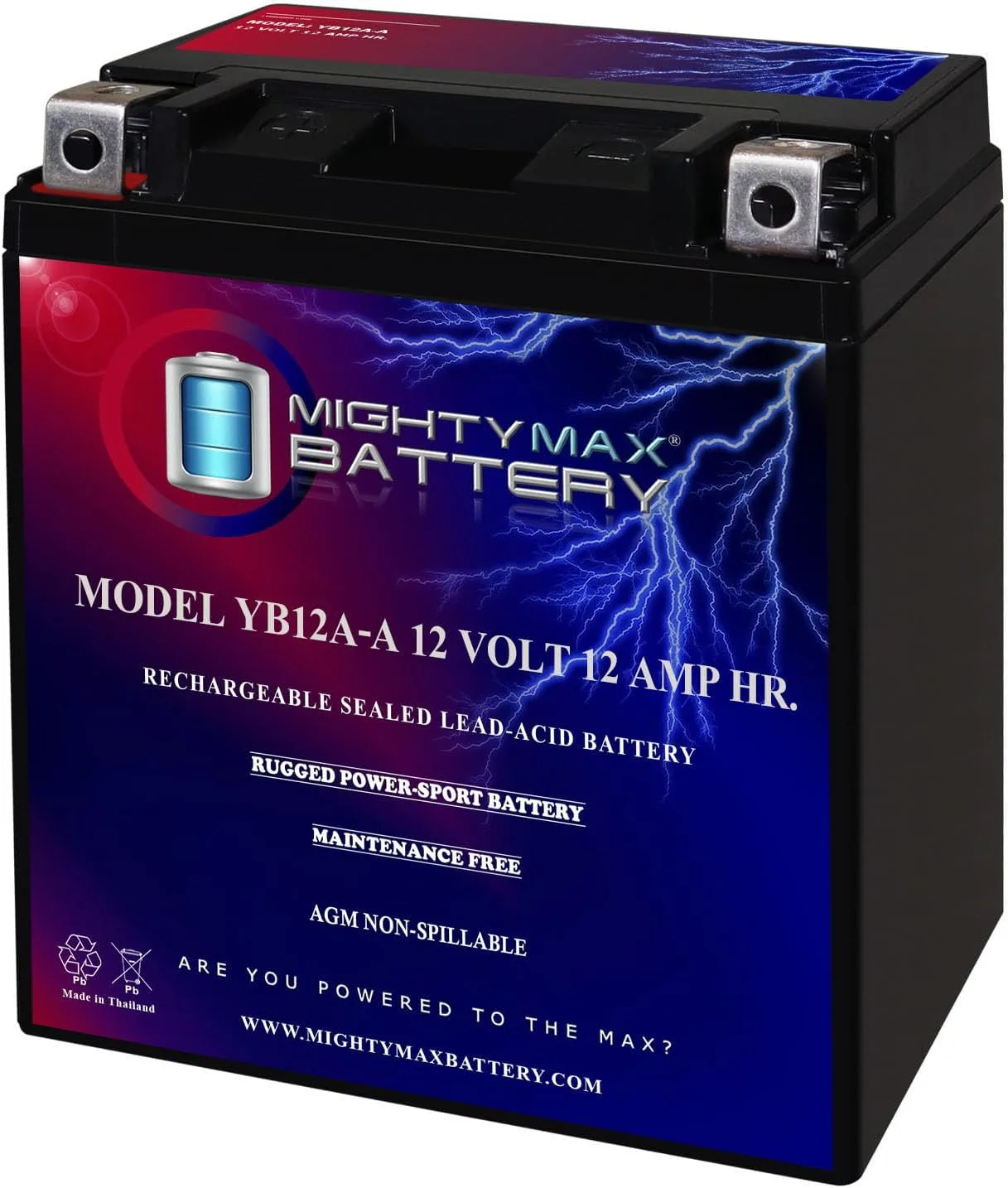 Mighty Max YB12A-A92 12V 12Ah Battery for Honda CB450 SS 1971-1974