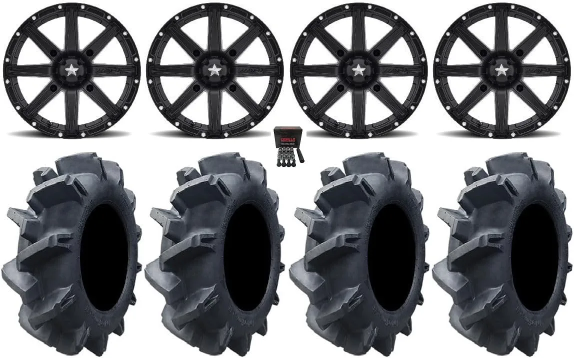 MSA M33 Clutch 14x7 ATV Wheels and 30x9-14 Tires Bundle