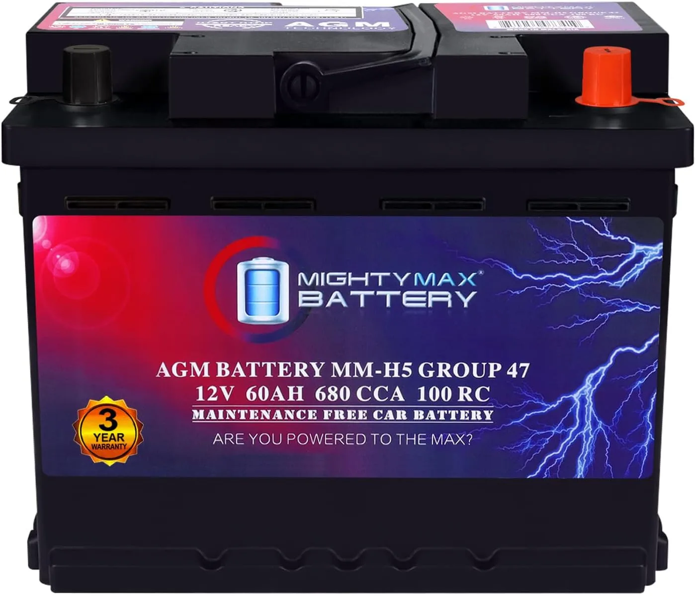 Mighty Max Battery MM-H5237 Group 47 12V 60Ah Replacement Battery
