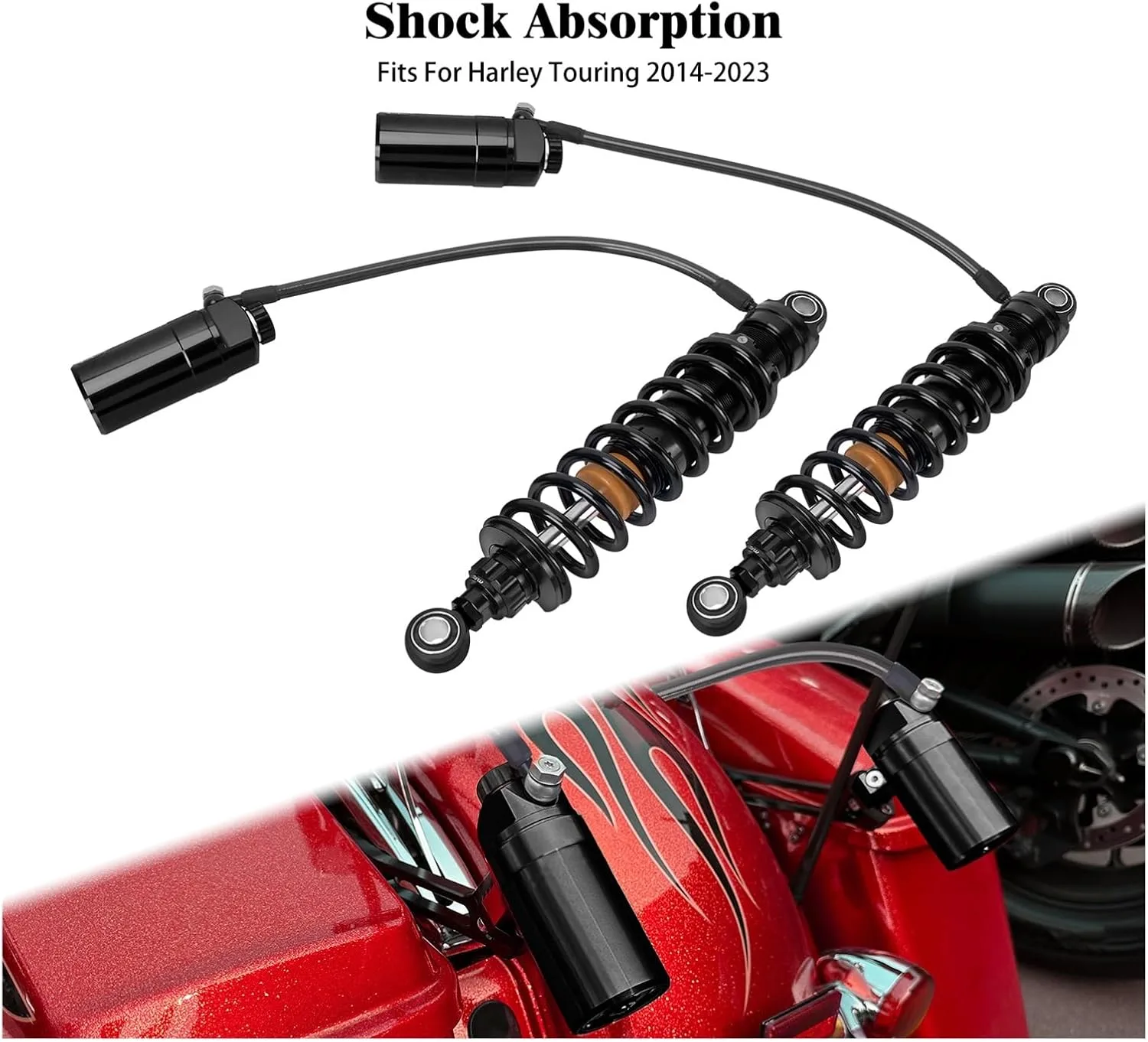 HLOMAUD Rear Remote Reservoir Shocks pan-qi zhun for Harley-Davidson Touring image 2