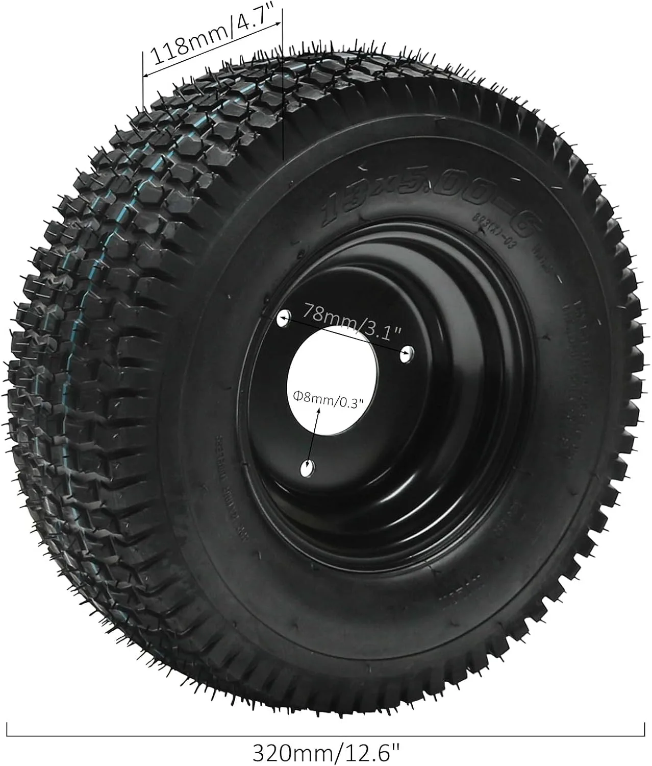 WPHMOTO 13x5.00-6 Tubeless Wheel and Tire Assembly 226 image 2