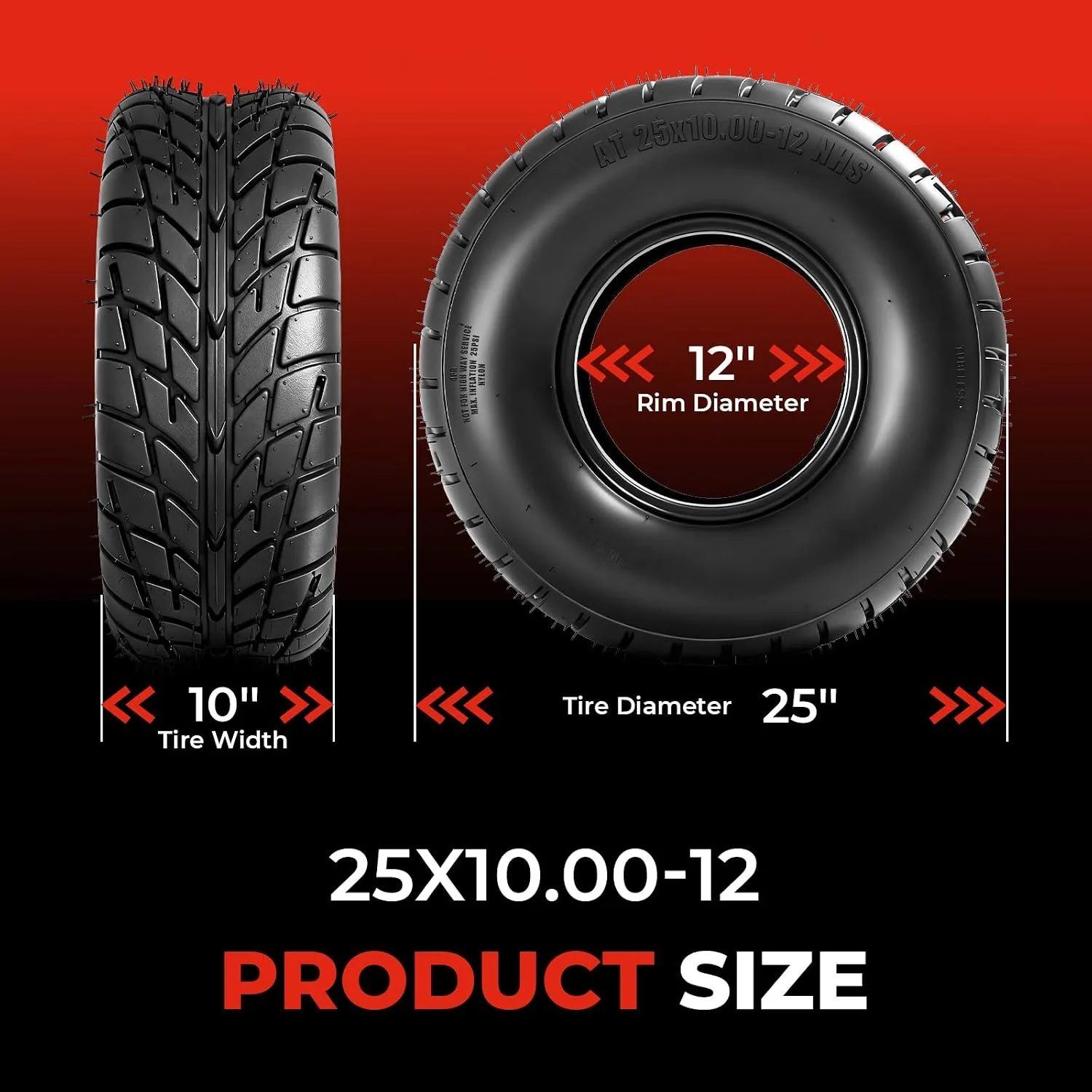 MOTOOS 25x10-12 All-Terrain ATV/UTV Tires Set of 2 image 2