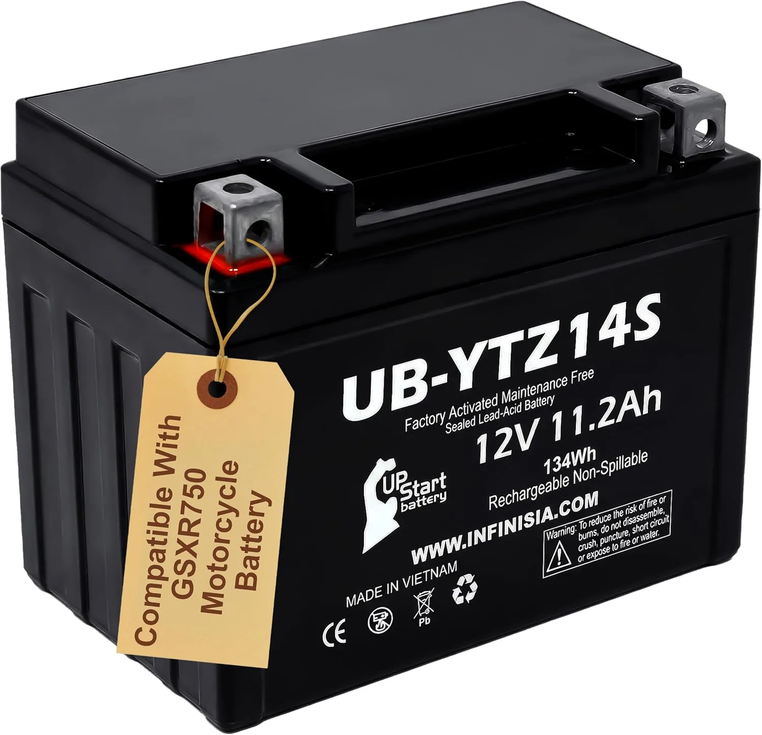 Upstart Battery YTZ14S 12V 11.2Ah Battery UB-YTZ14S-DL28 for Suzuki GSX-R750