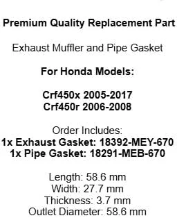Replacement for Honda Exhaust Muffler And Pipe Gasket for CRF450X 2005-2017 / CRF450R 2006-2008 OEM image 4