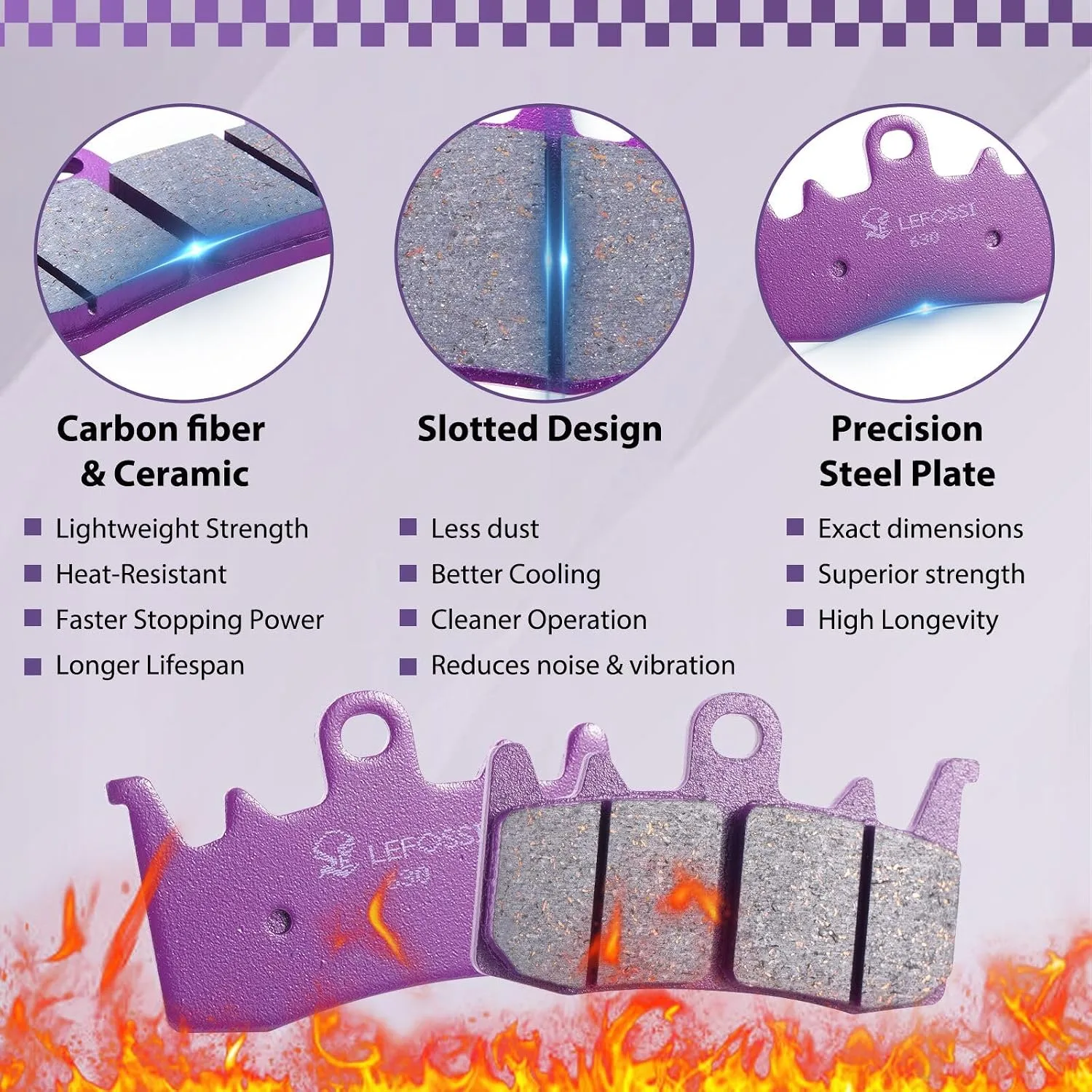 LE LEFOSSI Front & Rear Ceramic Brake Pads LE_0000644 for Harley XL Sportster image 4