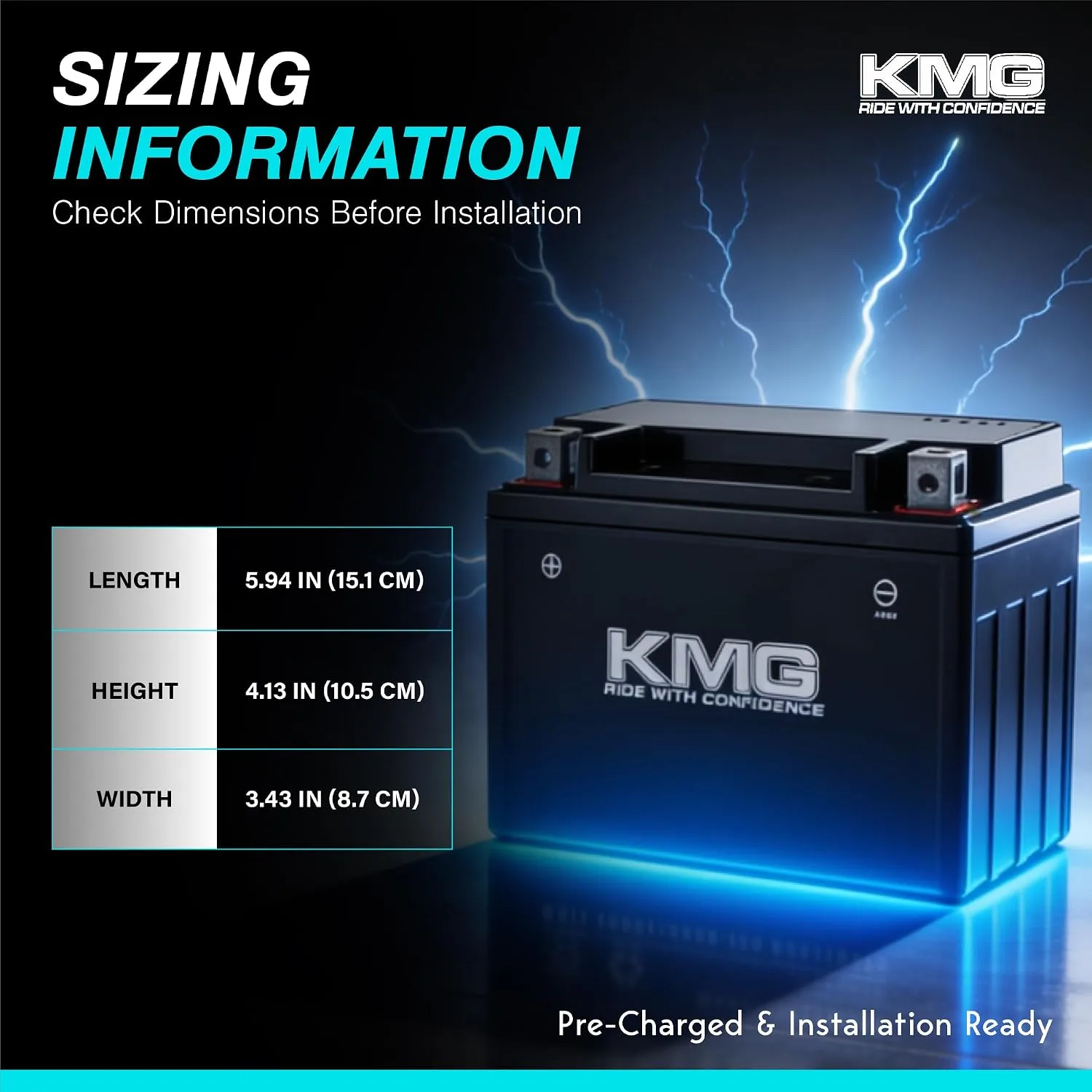 KMG YTX9-BS-1L-V38 12V Battery for Kawasaki Ninja ZX-6R 2003-2006 image 2