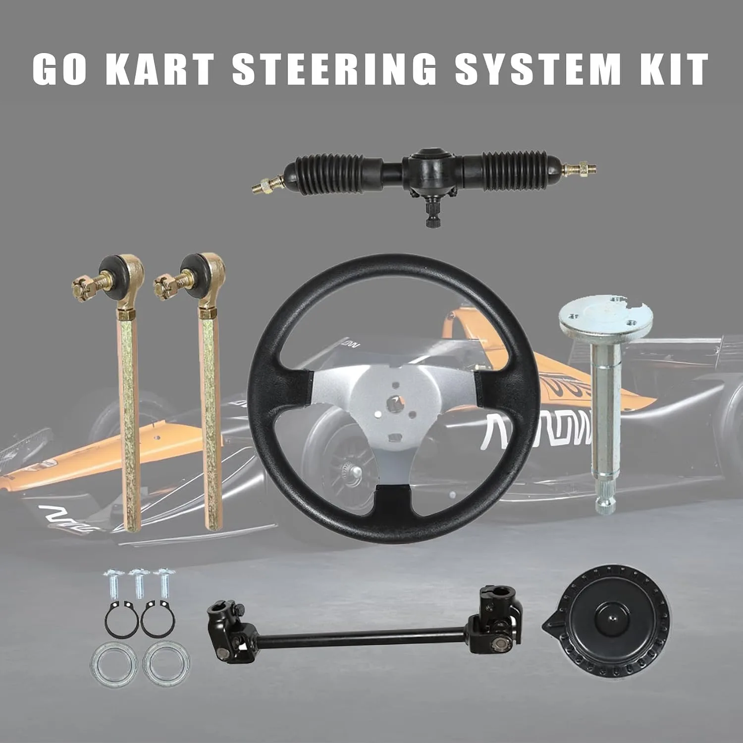 labwork 300mm Steering Wheel Steel Kit Replacement for 110cc Go Kart image 2