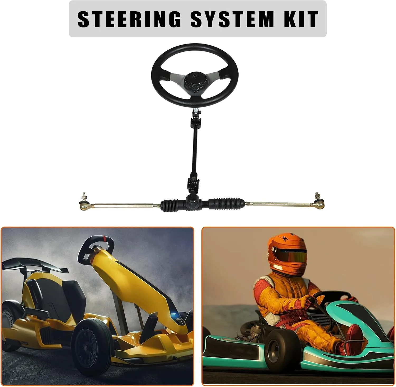 labwork 300mm Steering Wheel Steel Kit Replacement for 110cc Go Kart image 3