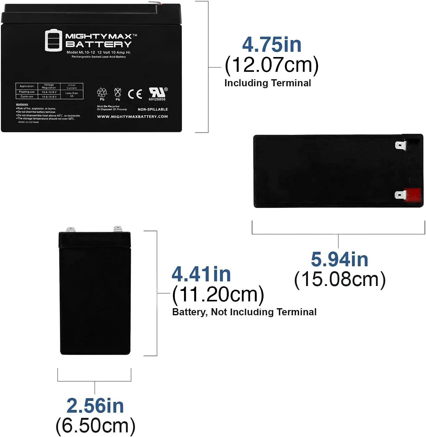 Mighty Max Battery ML10-12MP2352 12V 10Ah Scooter Battery 2-Pack image 2