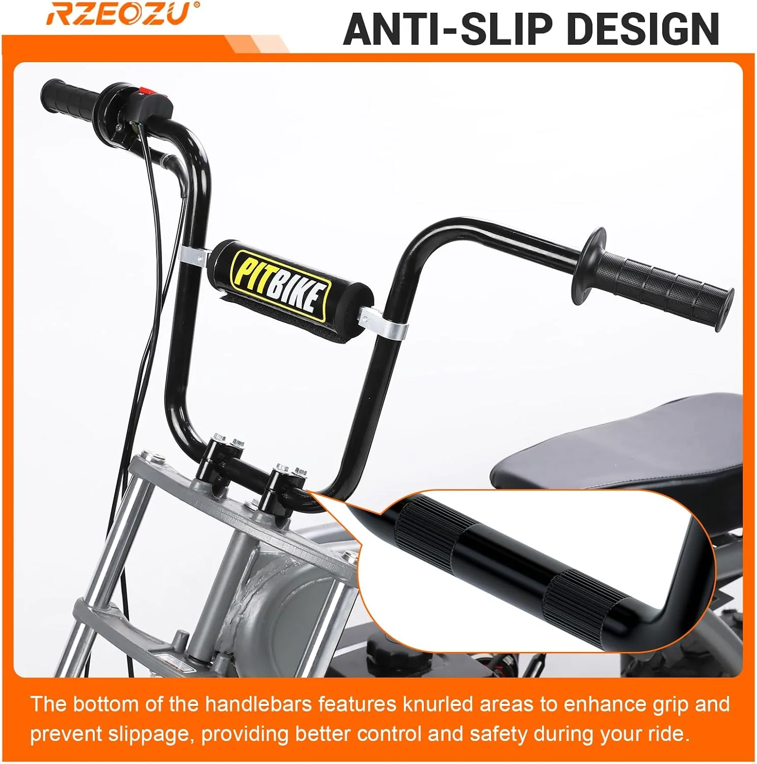 RZEOZU 12-Inch Ape Hanger Mini Bike Handlebars RO-CB-12-BK image 2