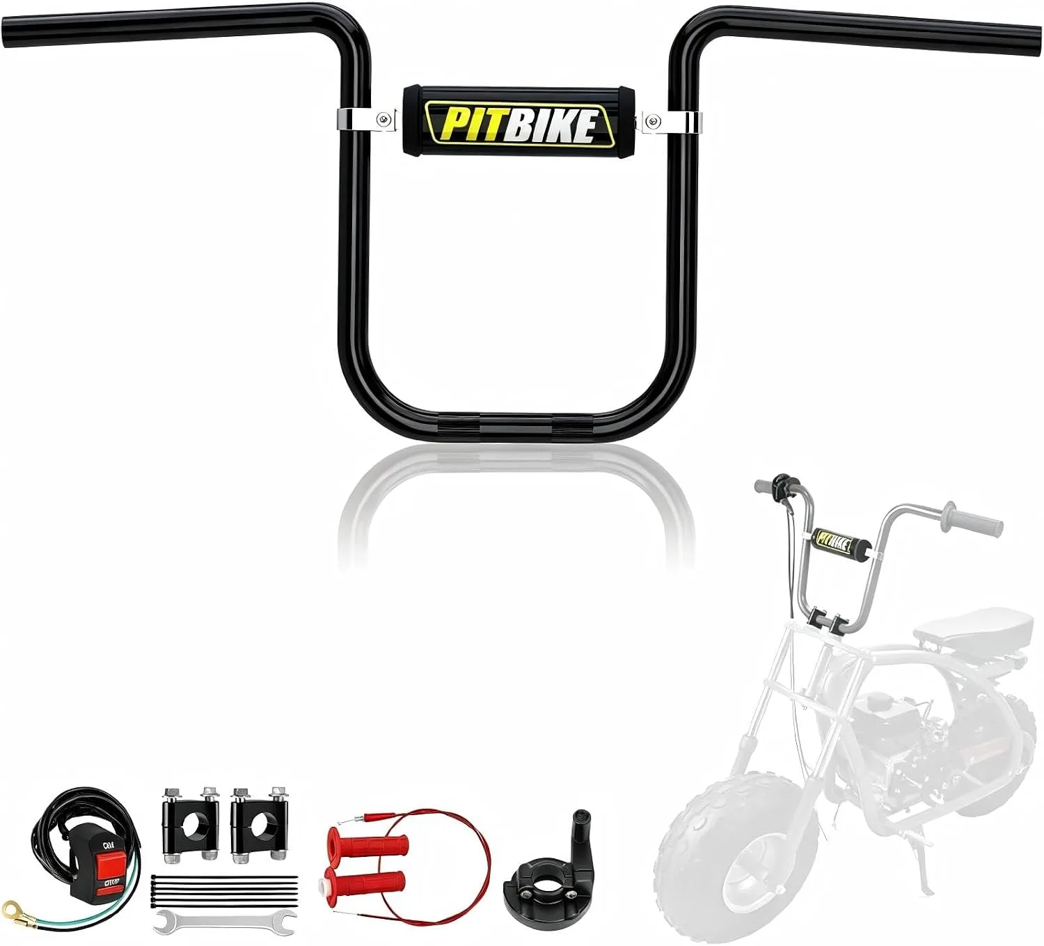 RZEOZU 12-Inch Ape Hanger Mini Bike Handlebars RO-CB-12-BK