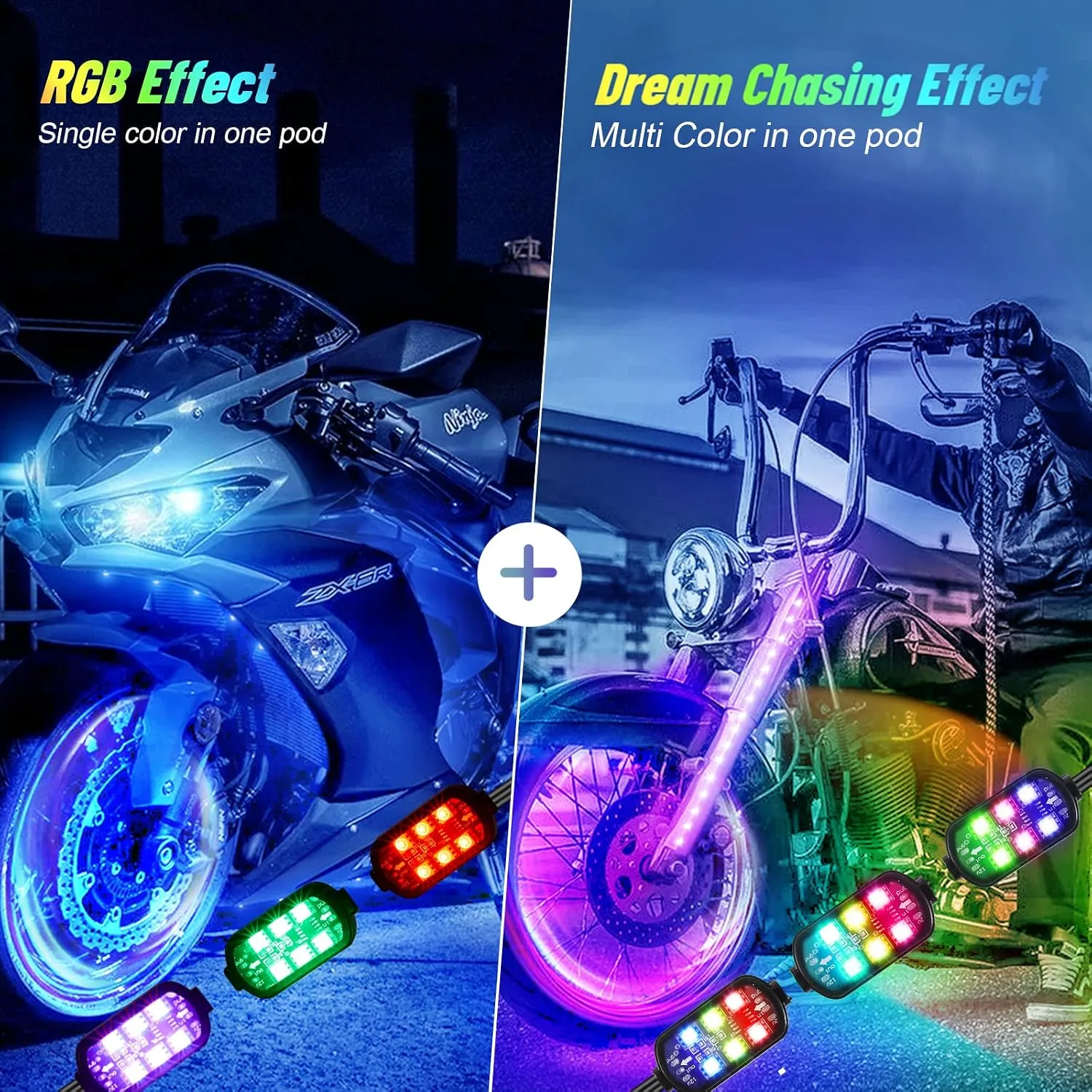 TDE Explorer.Lighting 16-Pod RGBIC Motorcycle LED Underglow Kit LM-16pcsHarley image 3