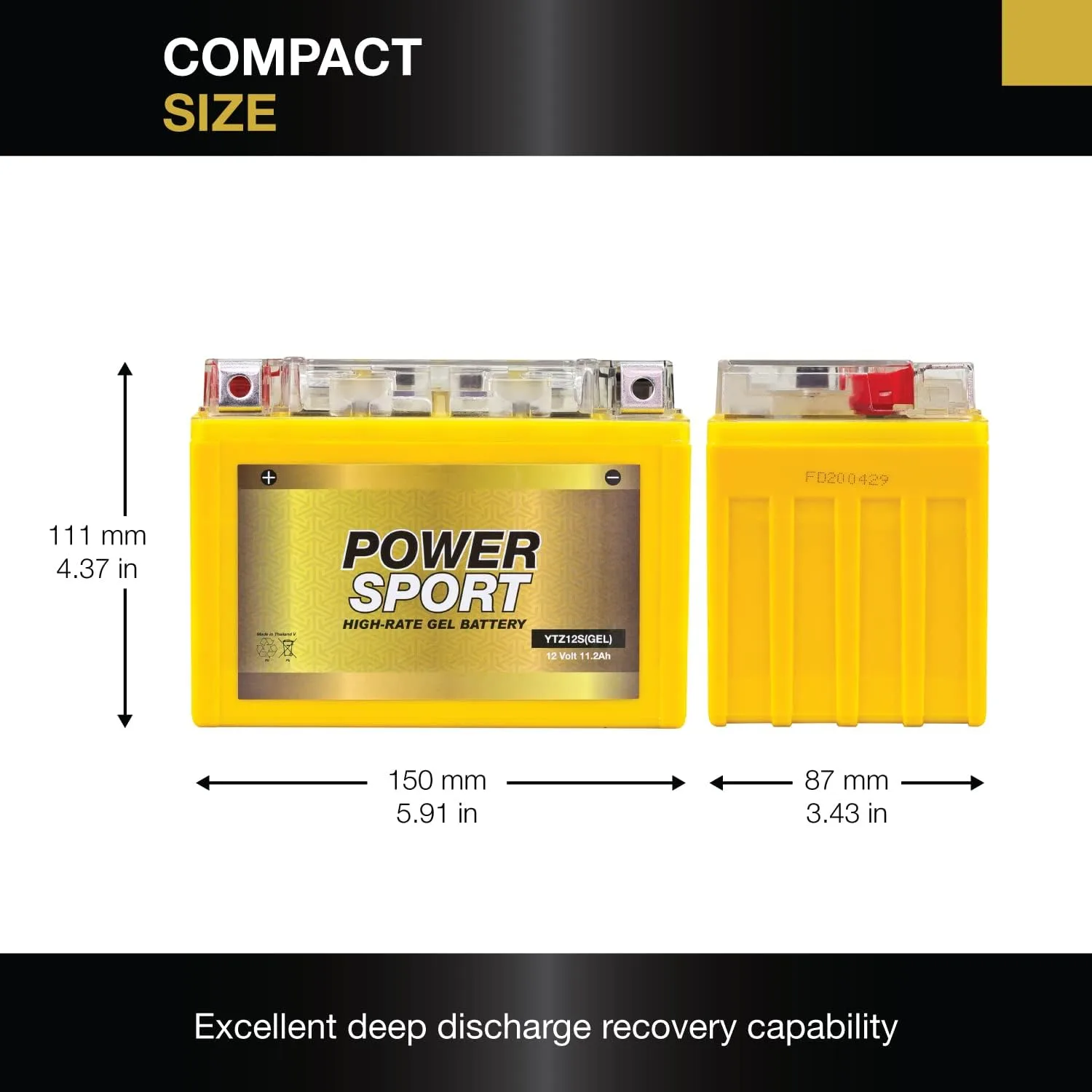 ExpertPower YTZ12S-GEL-1 12V 11.2Ah Gel Motorcycle Battery image 2