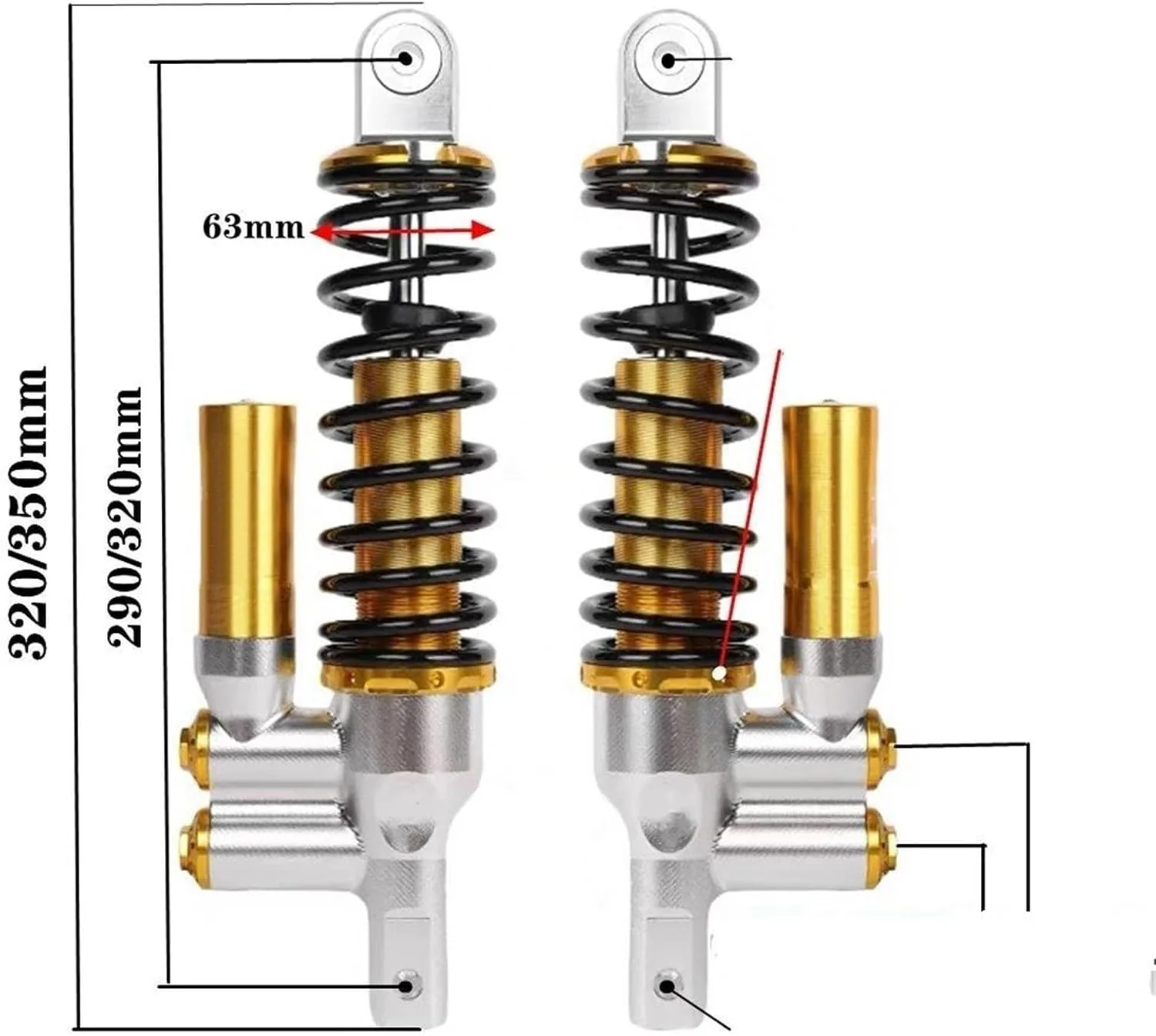 Nmax 160 Rear Shock Absorber 290/320 mm 7 mm Spring image 2