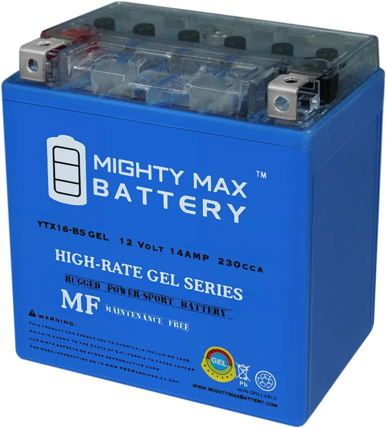 Mighty Max YTX16-BSGEL8 12V 14Ah GEL Battery for Suzuki VS1400GL Intruder