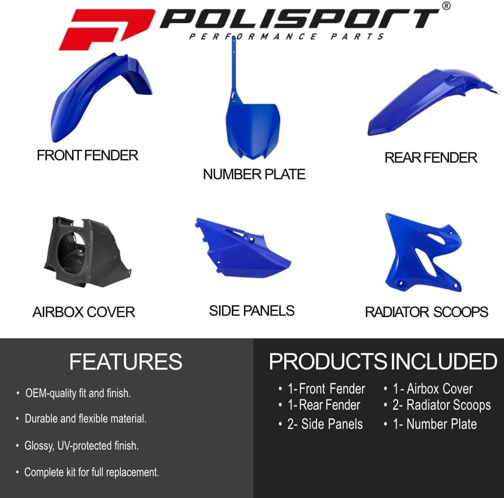 Polisport 91571 MX Restyling Plastic Kit Blue/Black for Yamaha YZ125/YZ250 2002–2021 image 2