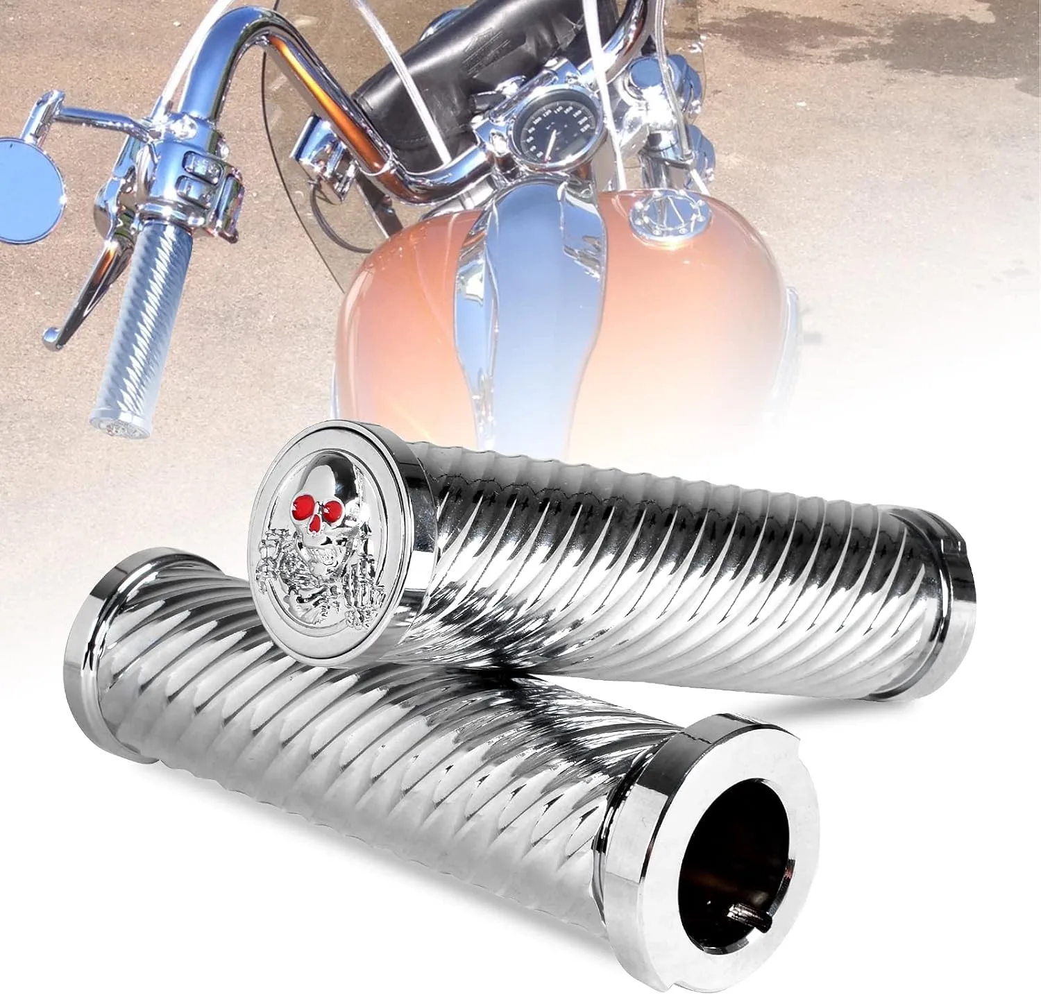 Goldfire 1 in 25 mm Aluminum Motorcycle Handlebar Grips Pair
