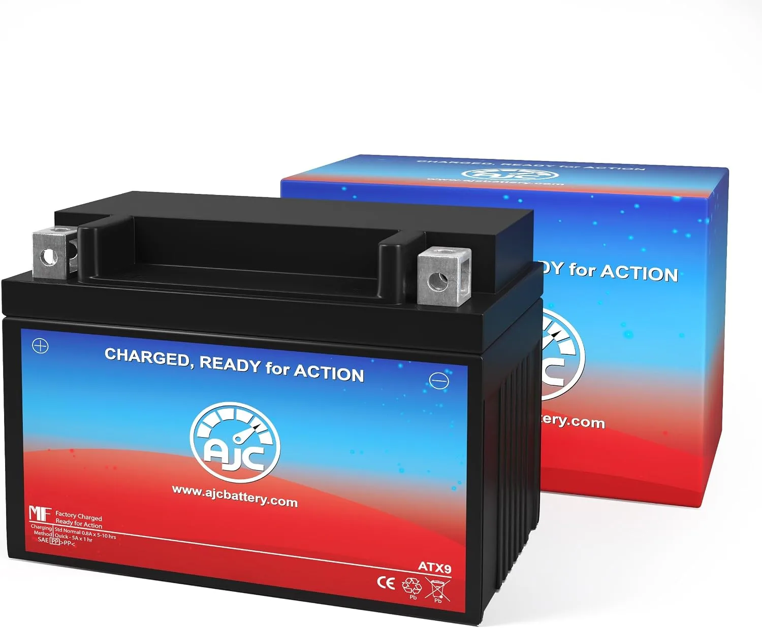 AJC PTX9BS-FS 12V AGM Powersports Battery image 2