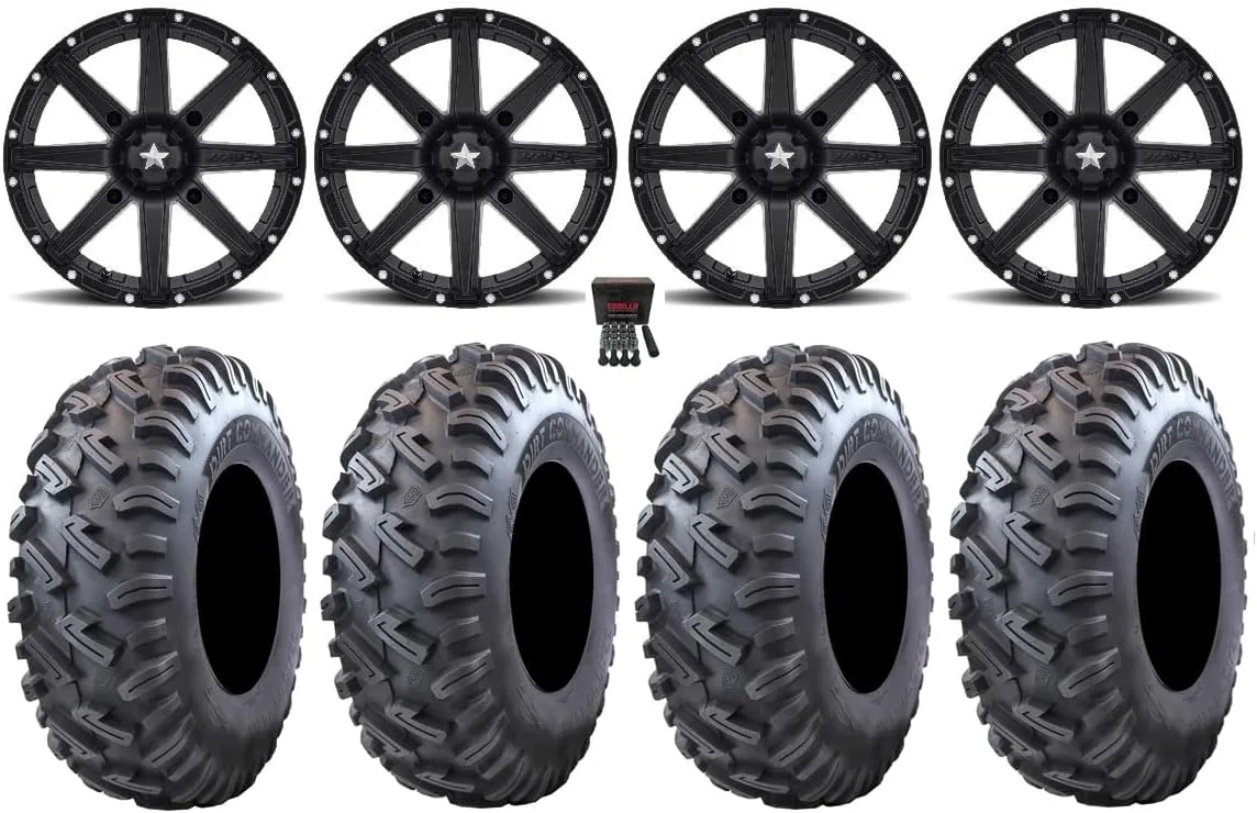 MSA M33 Clutch 12x7 ATV Wheel and GBC Dirt Commander Tire Bundle