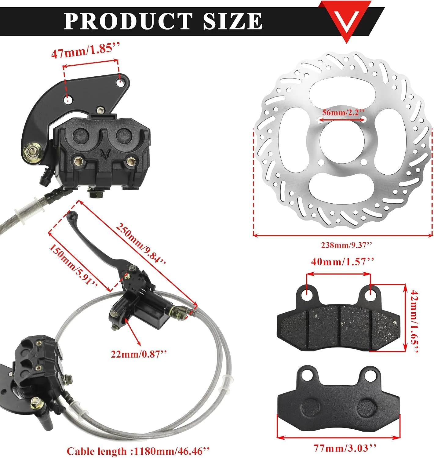 PRO BAT Hydraulic Front Disc Brake Caliper System DHBS020BP image 2